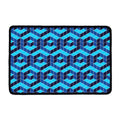 Blue Geometric Cube Shape Pattern Print Kitchen Mat