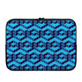 Blue Geometric Cube Shape Pattern Print Laptop Sleeve