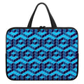 Blue Geometric Cube Shape Pattern Print Laptop Sleeve With Handle