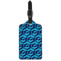 Blue Geometric Cube Shape Pattern Print Luggage Tag
