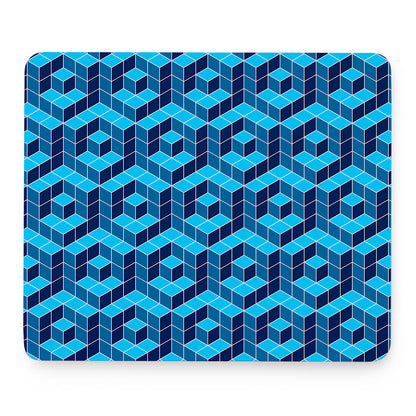 Blue Geometric Cube Shape Pattern Print Mouse Pad