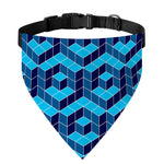 Blue Geometric Cube Shape Pattern Print Over The Collar Dog Bandana