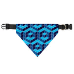 Blue Geometric Cube Shape Pattern Print Over The Collar Dog Bandana