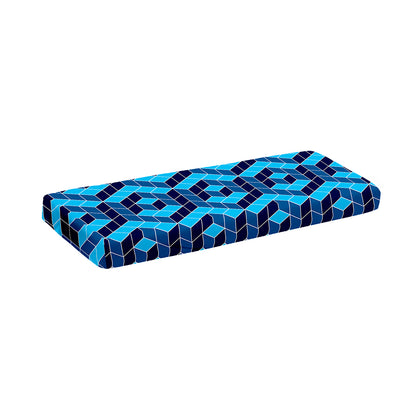 Blue Geometric Cube Shape Pattern Print Piano Keyboard Cover