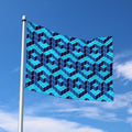 Blue Geometric Cube Shape Pattern Print Polyester Flag