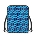 Blue Geometric Cube Shape Pattern Print Rectangular Crossbody Bag