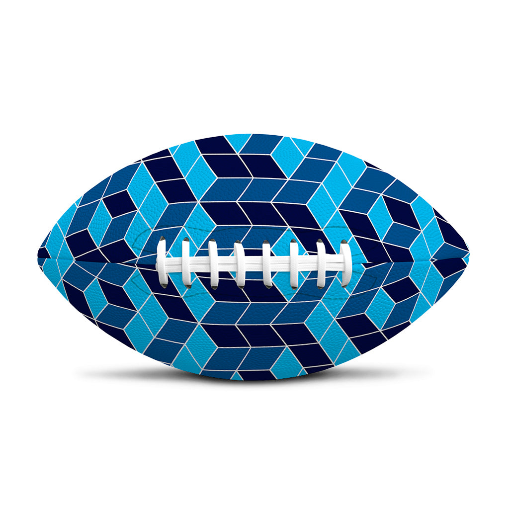 Blue Geometric Cube Shape Pattern Print Rugby Ball