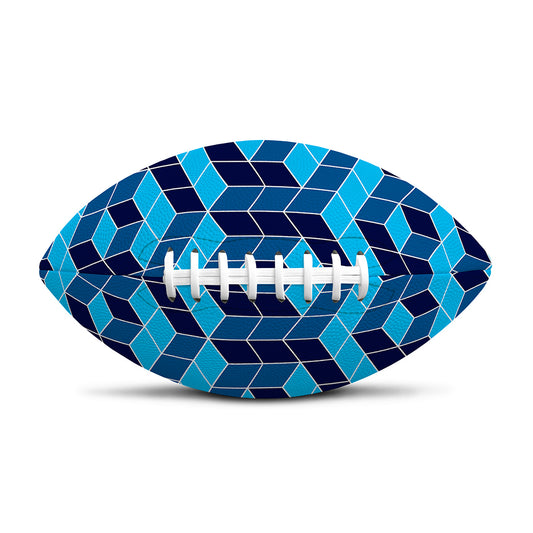 Blue Geometric Cube Shape Pattern Print Rugby Ball