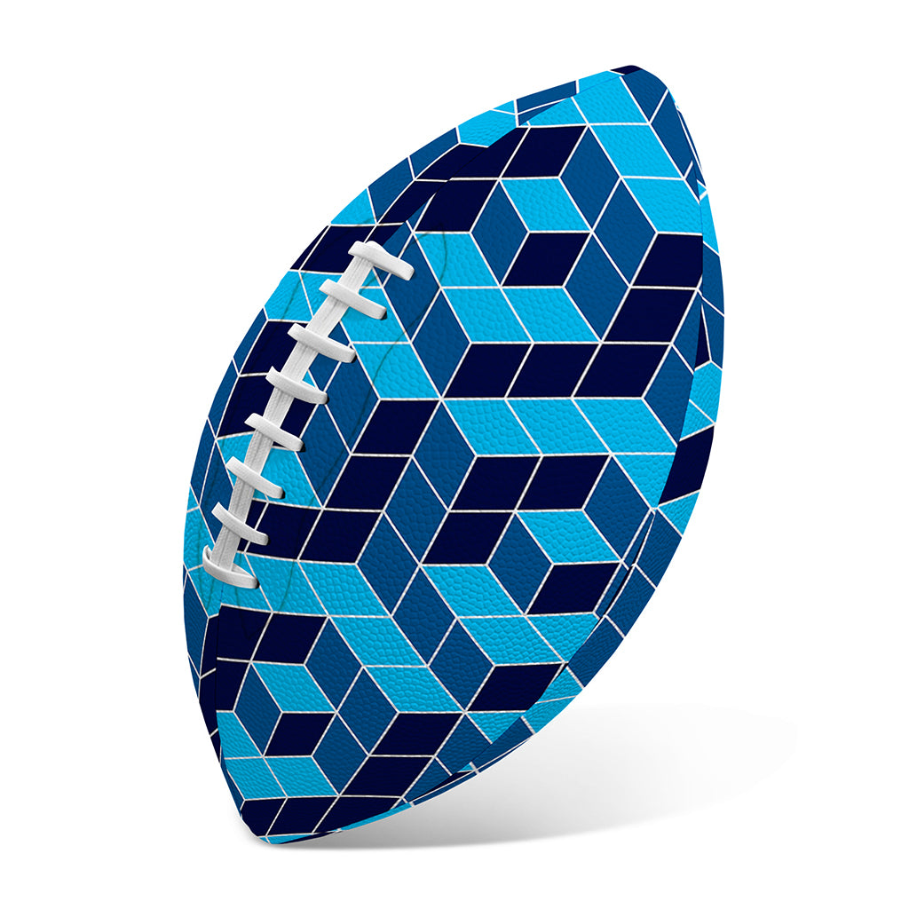 Blue Geometric Cube Shape Pattern Print Rugby Ball