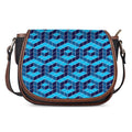 Blue Geometric Cube Shape Pattern Print Saddle Bag