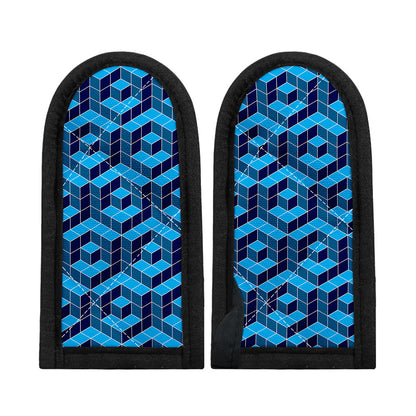Blue Geometric Cube Shape Pattern Print Skillet Handle Cover