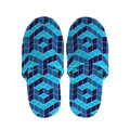 Blue Geometric Cube Shape Pattern Print Slippers