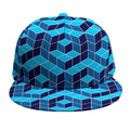 Blue Geometric Cube Shape Pattern Print Snapback Cap