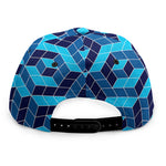 Blue Geometric Cube Shape Pattern Print Snapback Cap