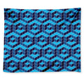 Blue Geometric Cube Shape Pattern Print Tapestry