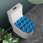 Blue Geometric Cube Shape Pattern Print Toilet Lid Cover