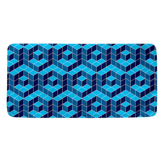Blue Geometric Cube Shape Pattern Print Towel