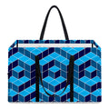 Blue Geometric Cube Shape Pattern Print Utility Tote Bag