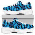 Blue Geometric Cube Shape Pattern Print White Chunky Shoes