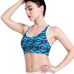 Blue Geometric Cube Shape Pattern Print Women's Sports Bra