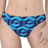 Blue Geometric Cube Shape Pattern Print Women's Thong