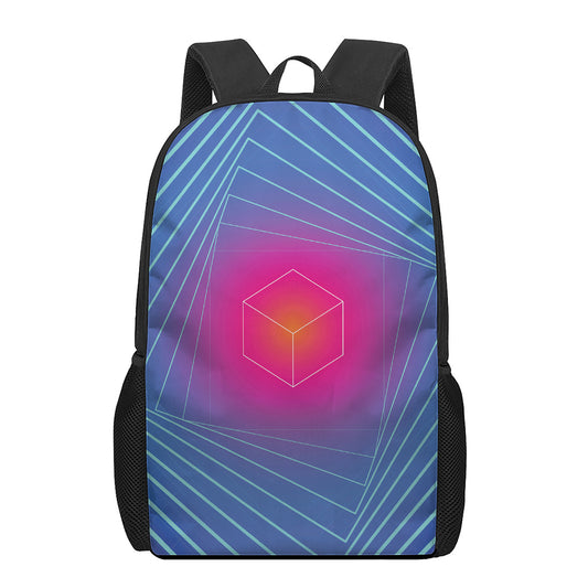 Blue Geometric EDM Light Print 17 Inch Backpack
