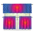 Blue Geometric EDM Light Print 3 Piece Kitchen Curtains