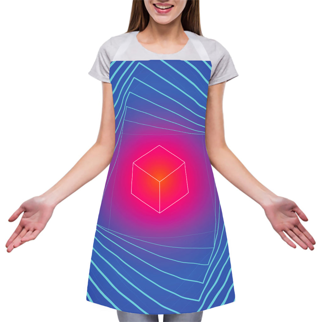 Blue Geometric EDM Light Print Adjustable Apron