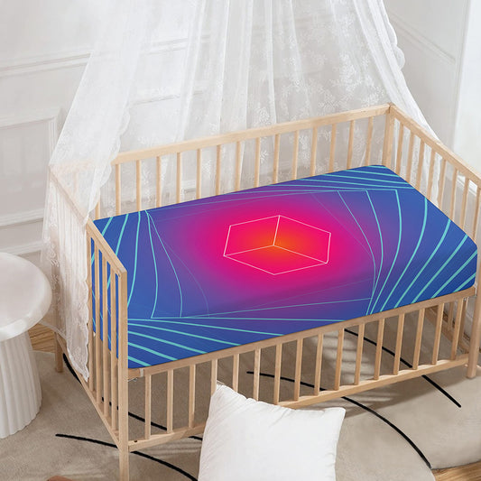 Blue Geometric EDM Light Print Baby Crib Sheet