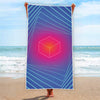 Blue Geometric EDM Light Print Beach Towel