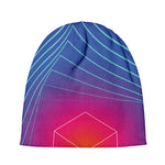Blue Geometric EDM Light Print Beanie