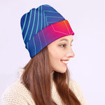 Blue Geometric EDM Light Print Beanie