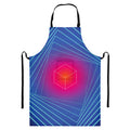 Blue Geometric EDM Light Print Bib Apron With Pocket
