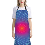 Blue Geometric EDM Light Print Bib Apron With Pocket