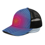 Blue Geometric EDM Light Print Black Mesh Trucker Cap