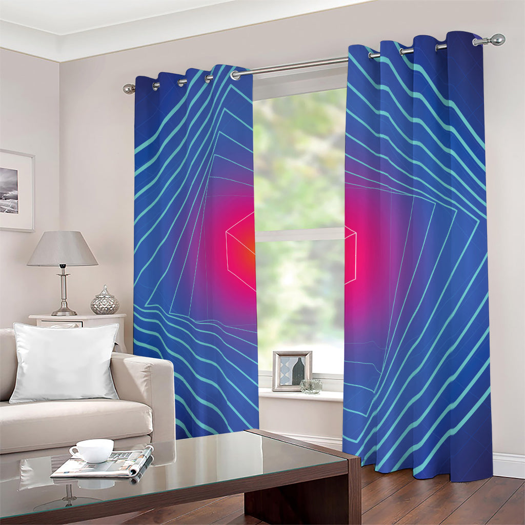 Blue Geometric EDM Light Print Blackout Grommet Curtains