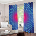 Blue Geometric EDM Light Print Blackout Grommet Curtains