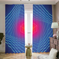 Blue Geometric EDM Light Print Dimout Pencil Pleat Curtains