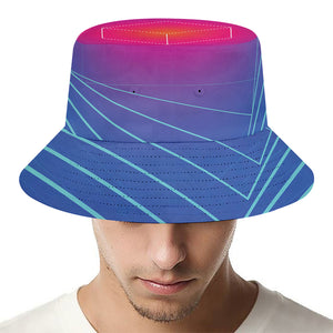 Blue Geometric EDM Light Print Bucket Hat