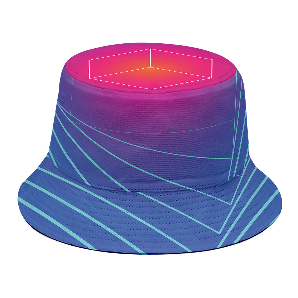 Blue Geometric EDM Light Print Bucket Hat