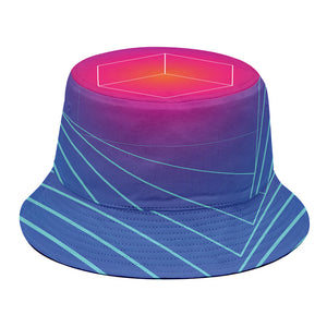 Blue Geometric EDM Light Print Bucket Hat