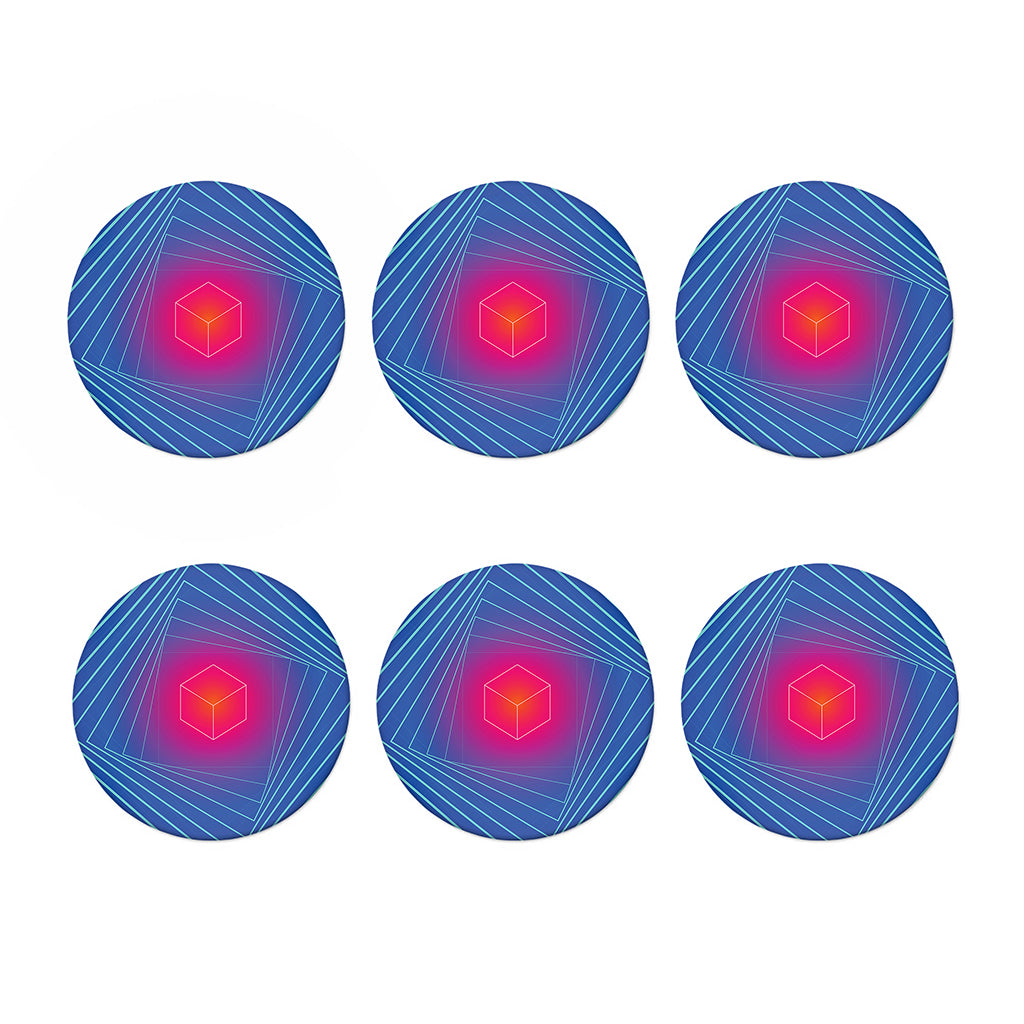 Blue Geometric EDM Light Print Coaster Set