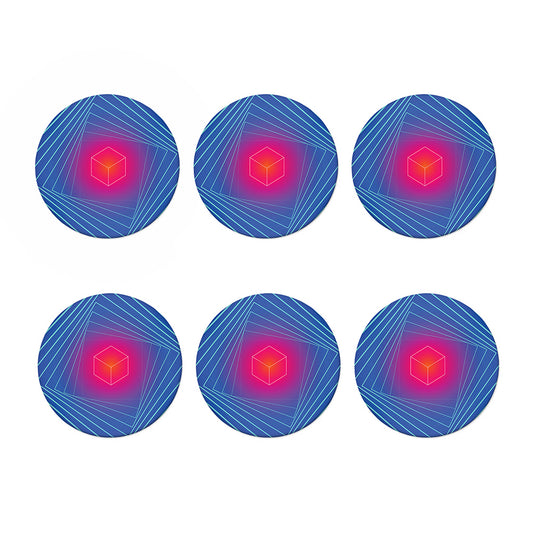 Blue Geometric EDM Light Print Coaster Set
