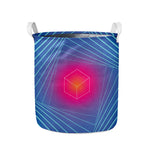 Blue Geometric EDM Light Print Collapsible Laundry Basket