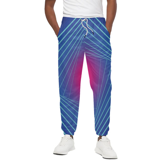 Blue Geometric EDM Light Print Cotton Pants