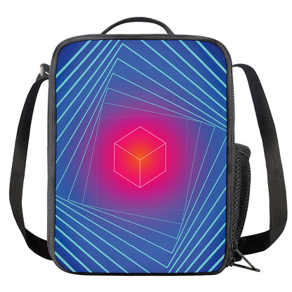 Blue Geometric EDM Light Print Crossbody Lunch Bag