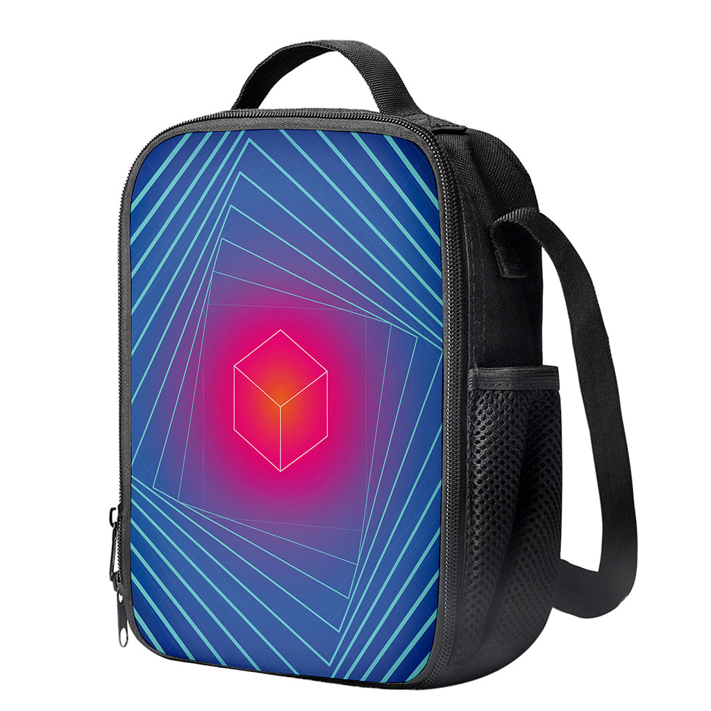 Blue Geometric EDM Light Print Crossbody Lunch Bag
