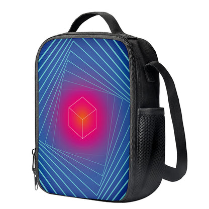 Blue Geometric EDM Light Print Crossbody Lunch Bag