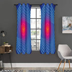 Blue Geometric EDM Light Print Curtain