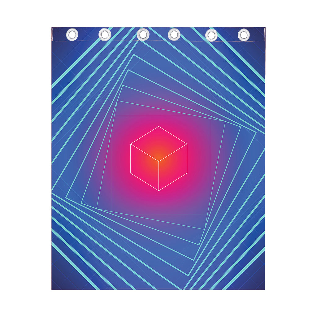 Blue Geometric EDM Light Print Curtain